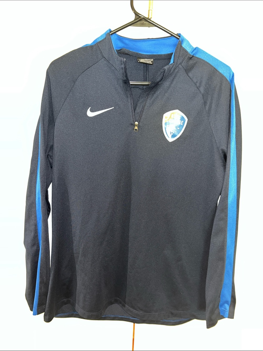 NIKE NC courage LS women’s soccer team warm up jersey sweatshirt L 2 tone Blue